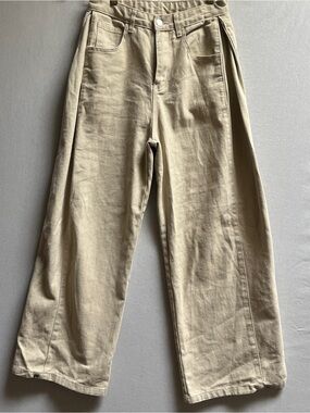 Lizard Standard Women's Casual Cotton Barrel Pants Beige Size M - 27"